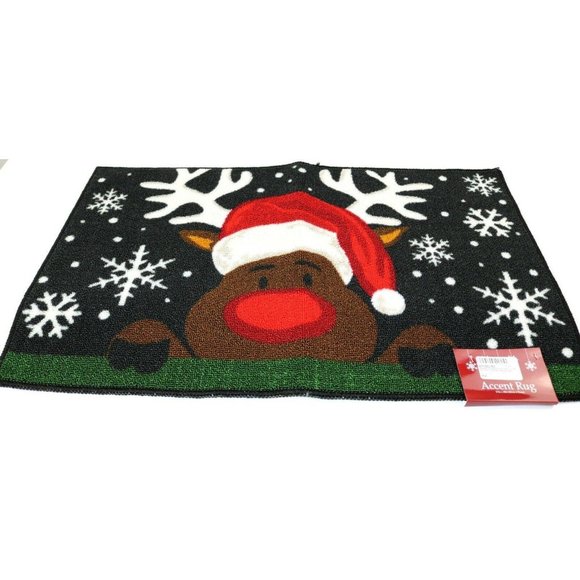 Reindeer Christmas Themed Door Mat Rubber Backing - Picture 1 of 2